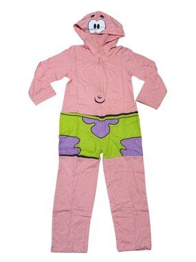 Nickelodeon Patrick Star Hooded Kids 5/6 Costume Pajama Cosplay Zipper Pink Gree